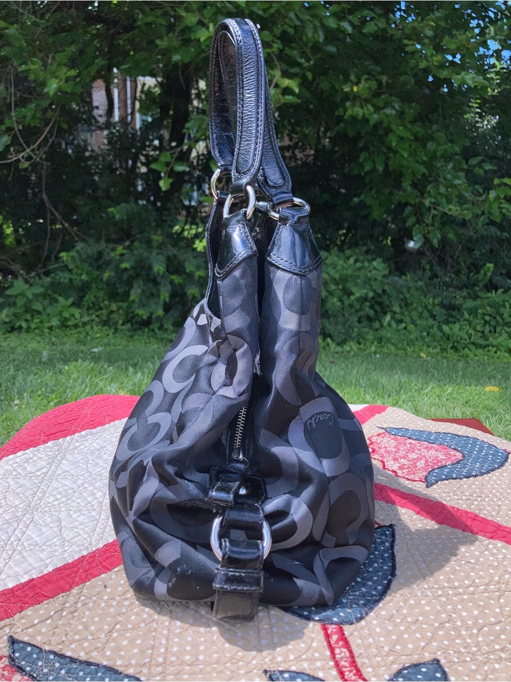 Coach Black & Charcoal Signature Hobo Bag - Picture 6 of 12